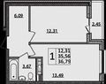 Продаю 1к. кв. 36кв. м. 1715т. р. таманская